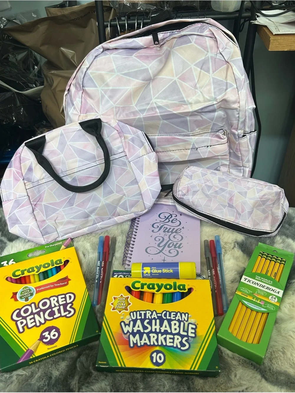 Back to School Bundle |  Backpack & Supplies #3 | Pink Purple | Medium